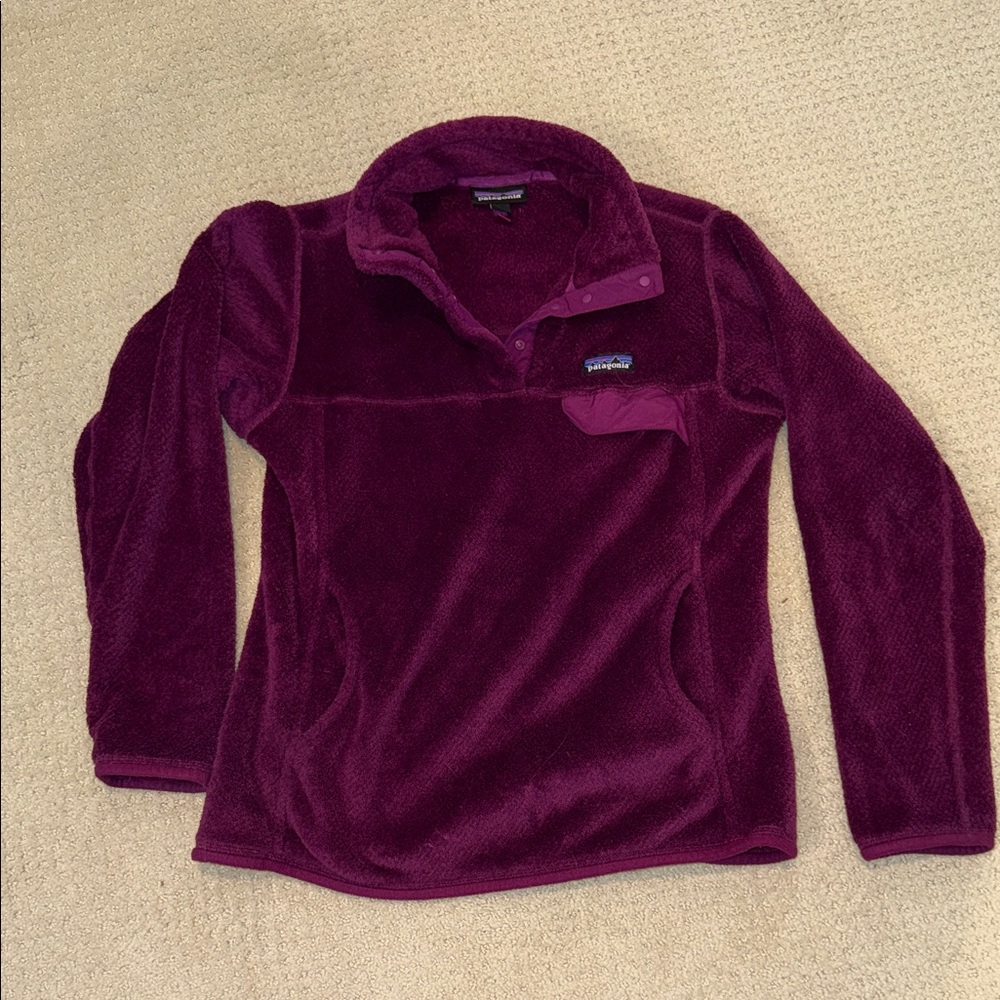 Patagonia burgundy/plum Plush Re-tool Snap-T Fleece Pullover medium